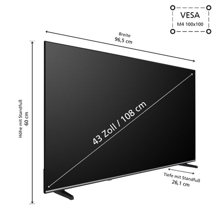 JVC 43-tolline nutiteler VIDAA LT-43VD3555 4K UHD HDR-teler Dolby Visioniga ja integreeritud kolmekordse tuuneriga, LED-teler must