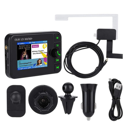 DAB Car Radio Adapter, 2.4 inch Color LCD Portable Car Radio DAB with Bluetooth Handsfree System, DAB Digital Radio Tuner Car DAB Radio 170-240MHz with M Transmitter Antenna