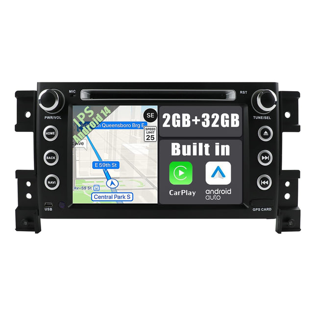 YUNTX Android 14 autoraadio sobib Suzuki Grand Vitarale 2005-2013 - GPS 2 DIN - tahavaatekaameraga - toetab DAB+ / roolijuhtimist / 4G / WiFi / Bluetooth / Mirrorlink / Carplay