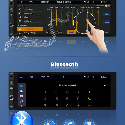 Hikity 1 DIN raadio 6,9-tolline juhtmevaba Carplay IPS puutetundlik ekraan Bluetooth 5.0 autoraadio Android Auto FM Mirror Link EQ heli Rooliratta juhtimine Tagurduskaamera, USB-port