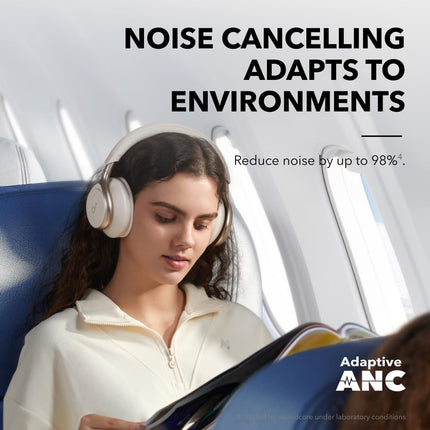 Soundcore by Anker, Space One juhtmevabad kõrvaklapid, aktiivne mürasummutus, 2x tugevam häälesummutus, 40 tundi mänguaega, rakendus, kõrglahutusega heli, Bluetooth 5.3 (kohvik latte) (uuendatud)