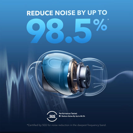Soundcore by Anker Liberty 4 NC Bluetooth mürasummutavad kõrvaklapid, 98,5% mürasummutus, adaptiivne mürasummutus kõrvadele ja ruumiline heli, 50 tundi mänguaega (sinine) (uuendatud)