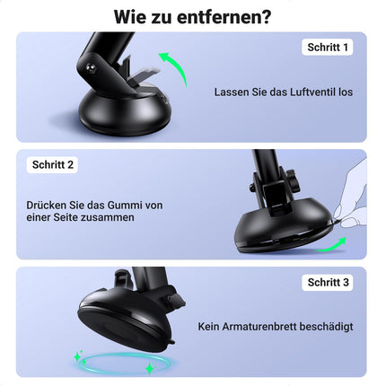 UGREEN mobiiltelefonihoidik iminapaga 360° autosse, 2-ühes universaalne mobiiltelefonihoidik autosse, ühildub iPhone 15 Pro Max Plus 14 13 Galaxy F34 S23 Ultra Huawei Mate 60 Pro Redmi K60 jne-ga (must)