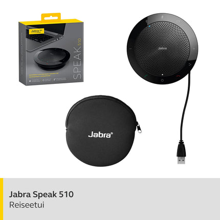 Jabra Speak 510 Speaker — Portable Bluetooth Speaker, Conference Speaker — Connects to Laptops, Smartphones, and Tablets — USB Connector, Black