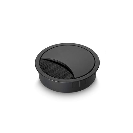 Eisnhauer cable box made of stainless steel, black lacquered, 80 mm, suitable for multiple cables, brush seal and removable cover, height approx. 21 mm