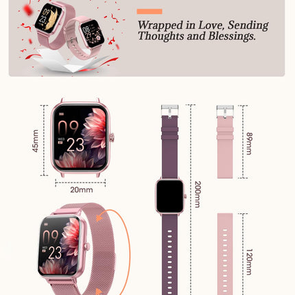 RUXINGX 2024 Smartwatch Women, 1.83" Wrist Watch with Phone Function 3 Bracelet, Menstrual Cycle Heart Rate Sleep Monitor SpO2 IP68 Sports Watch Fitness Tracker Pedometer for iOS Android Rose Red