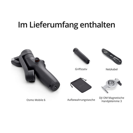 DJI Osmo Mobile 6 stabilisaator iPhone'ile ja Androidile, 3-teljeline mobiiltelefoni stabilisaator, sisseehitatud pikendusvarras, objekti jälgimine, kaasaskantav ja kokkupandav, vlogimise stabilisaator, YouTube TikTok