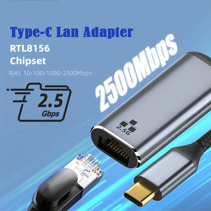 NFHK USB-C Type-C USB 3.1 kuni 2500 Mbps 2.5 Gbps GBE gigabitise Etherneti võrgu LAN-kaabliadapter sülearvutile