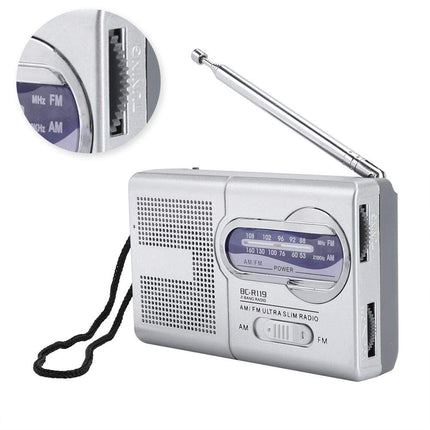 Bewinner AM/FM multifunktsionaalne taskuraadio pikendatava antenniga, HD-heli kahe sagedusribaga väikeraadio teleskoopantenniga, 9 x 5,7 x 2,2 cm, valge