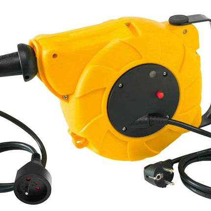 Electraline 100236 kaablitrummel/automaatne kaablirull 10 m (8+2 m kaabel, seinale ja lakke paigaldamiseks), kollane