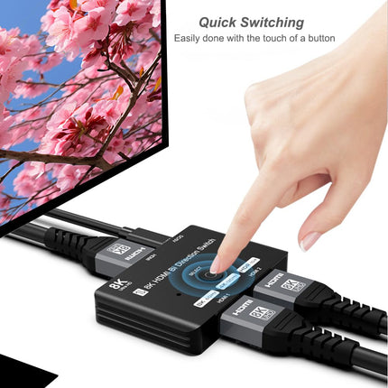 HDMI Splitter 8K@60Hz 4K@120Hz, HDMI 2.1 Switch, Aluminum Bidirectional HDMI Switcher 2 In 1 Out or 1 In 2 Out HDMI Distributor, HDMI Switch Supports 8K 4K for PS5 HDTV Xbox