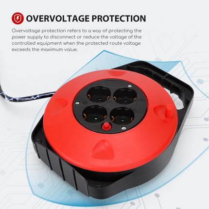 Aigostar cable reel 4-way cable box with sockets, thermal protection switch, cable reel for indoor use, 15 m