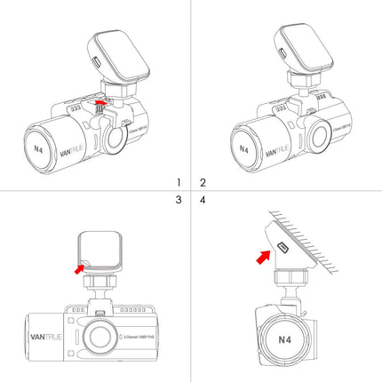VANTRUE GPS-kleebise kinnitus N4/X4S/T3/N2S autokaamerale C-tüüpi USB-pordiga, esiklaasile, GPS-vastuvõtja (kiirus, asukoht, marsruut), kehtib Windowsi ja Maci jaoks