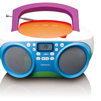 Lenco SCD-41 - CD-mängija lastele - CD-raadio - stereosüsteem - boombox - FM-raadio tuuner - USB-port - MP3 - 2 x 1 W RMS-toide - töötab vooluvõrgust ja akudest - värviline