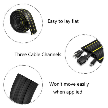 Hniuyun Floor Cable Cover, Cable Covers for Wires on the Floor, Heavy Duty Cable Protector, 3 Channels, Cable Management, Electrical Cable Splitter for Home, Office and Outdoor (2 m)
