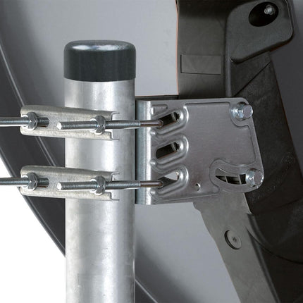 SCHWAIGER satelliitantenni komplekt koos Quad LNB digitaalse HD 4K terasest SAT-süsteemiga, 75 cm antratsiitvärvi mastikinnitus, F-pistik, kinnitusmaterjalid Astra Hotbird, Eutelsat, Türksat Amos
