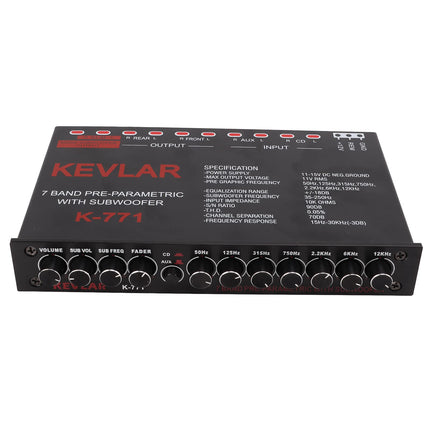 Fydun Car Audio Graphic Equalizer Universaalne Parameetriline Auto Equalizer Madalpääs 7-ribaline Muutuvvõimenduse Reguleerimine Kõrgetasemeline Sisend EQ Stereo Süsteemile