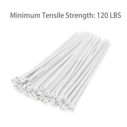 XINGO 50 Pack Cable Ties, Heavy Duty, 54.4 kg Strength, UV Resistant, Long Nylon Cable Ties, Self-Locking Nylon Cable Ties for Indoor and Outdoor Use (650 mm x 7.6 mm, White)
