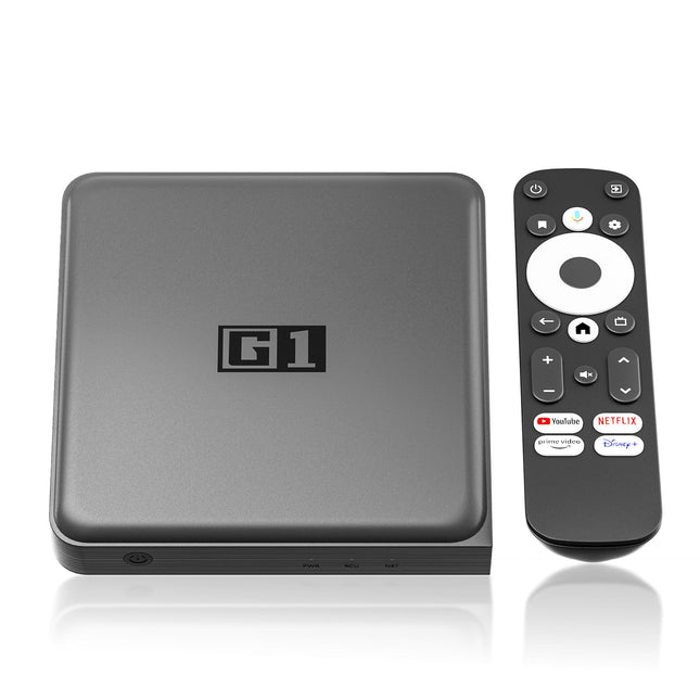 Android TV Box - 4K nutiboks Android TV 14.0, ühildub Google'i ja Netflixi sertifikaatidega, toetab Dolby Vision DD+, DTS-i, 4 GB RAM-i ja 32 GB ROM-i, WiFi6, BT5.0, AV1, HDR10+, häälassistent, Ethernet