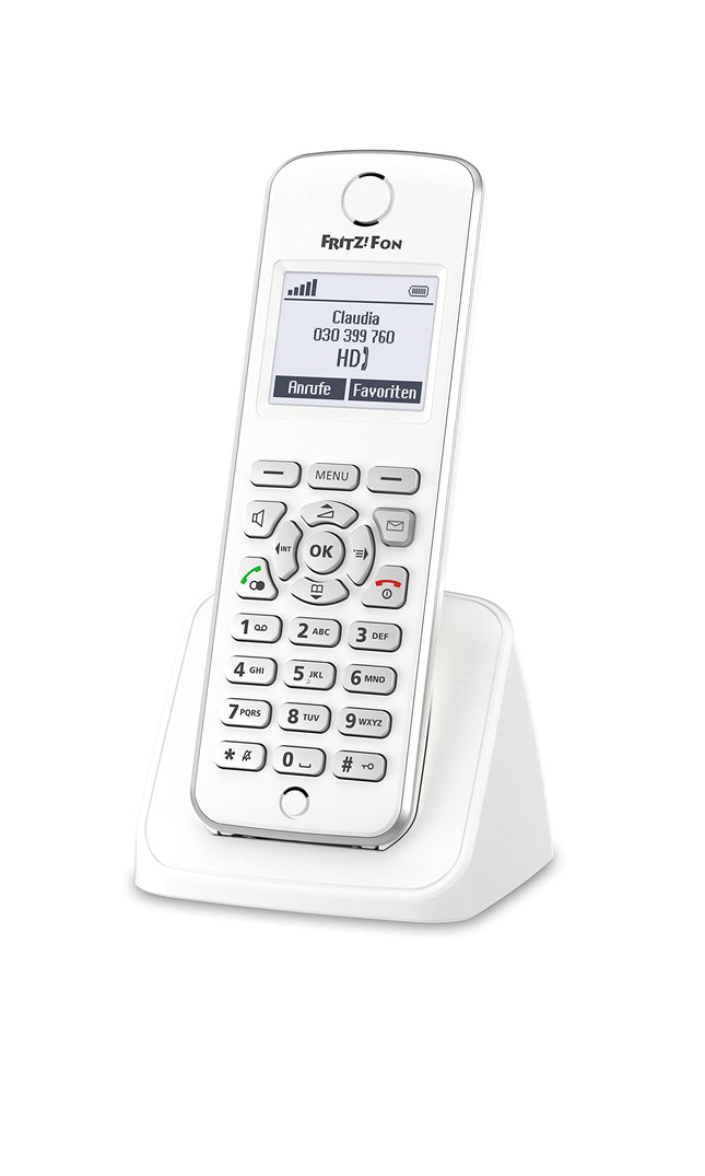 FRITZ!Fon M2 DECT mugavustelefon (FRITZ Boxi mustvalge ekraaniga, HD-telefonitehnoloogiaga) saksa versioon