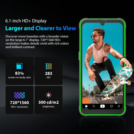 Blackview lepinguta õues kasutatav nutitelefon BV5200 PRO, ArcSoft® 13MP+8MP, 4GB+64GB (1TB laienduskaart), Android 12 DUAL SIM IP68 MIL-STD-810H veekindel nutitelefon, 6.1'' HD+, 5180mAh aku, NFC oranž