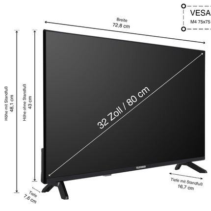 Telefunken 32-inch Smart TV Powered by TiVo (Full HD, HDR, Triple Tuner, HD+ 6 Months Included) D32F751X7CW
