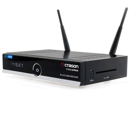 Octagon SF8008 UHD 4K Supreme Combo Receiver, Satellite, Cable &amp; DVB-T2 Receiver, E2 Linux &amp; Define OS, with PVR recording function, M.2 M Key, Gigabit LAN, Bluetooth, Card Reader, Sat to IP, WiFi WLAN