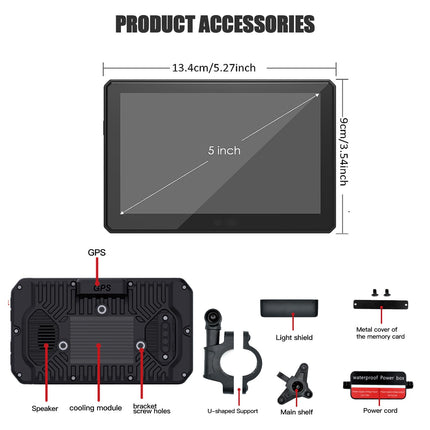 CARabc Apple CarPlay&amp;Android Auto 5 inch Motorcycle IPS Touchscreen, GPS Navigation Device/Portable Wireless/IPx7 Waterproof Anti-theft, Support for Siri/Google Assistant.