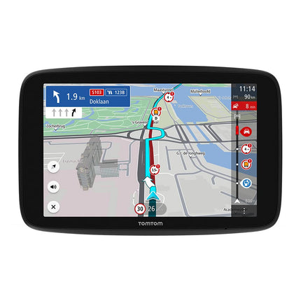 TomTom Truck Navigation Device GO Expert (7-inch HD screen, routes for large vehicles, traffic jam avoidance with TomTom Traffic, world maps, restriction warnings, fast updates via WiFi) Black