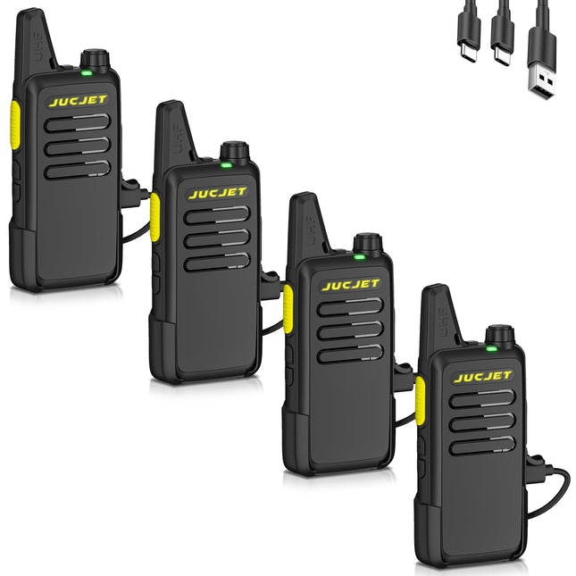 JUCJET (4 tk) täiustatud versiooniga T20D raadiokomplekt, 16 kanalit, mürasummutus, VOX, PMR-raadio, laetav, kahesuunaline raadiosaatja kooli, turvalisuse ja hotelli jaoks (must)
