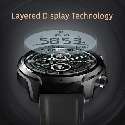 Ticwatch 3 GPS nutikell, Wear OS by Google, kahekihiline ekraan 2.0, pikk aku tööiga, must
