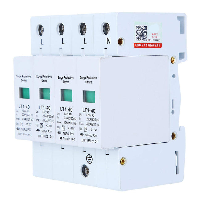Surge protector, 4P LT1‑40 house surge protector 40ka protection module low voltage arrester white