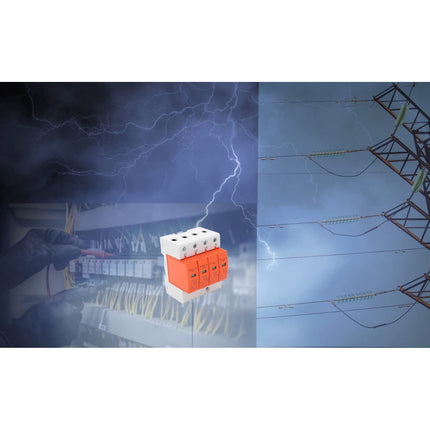 PV ülepingekaitse AC 420V 20-40KA 4P DIN-rööpale kinnitatav piksekaitse pingekaitsepiiriku kaitse T2 ülepingepiirik fotogalvaanilise päikeseenergia ja toiteallika jaoks