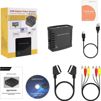 VIXLW Video Grabber videokaart, video digitaalmuundur, VHS digitaalmuundur, teleri Hi8 VHS-i DVD-le edastamise kaart, RCA USB-videomuundur koos AV-SCART adapteri ja RCA-kaabliga