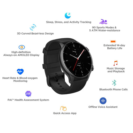 Amazfit GTR 2 nutikell Bluetooth-kõnefunktsiooniga, spordikell 90 spordirežiimiga, aktiivsusmonitor vere hapnikusisalduse monitoriga, 3 GB muusikasalvestusruum meestele ja naistele