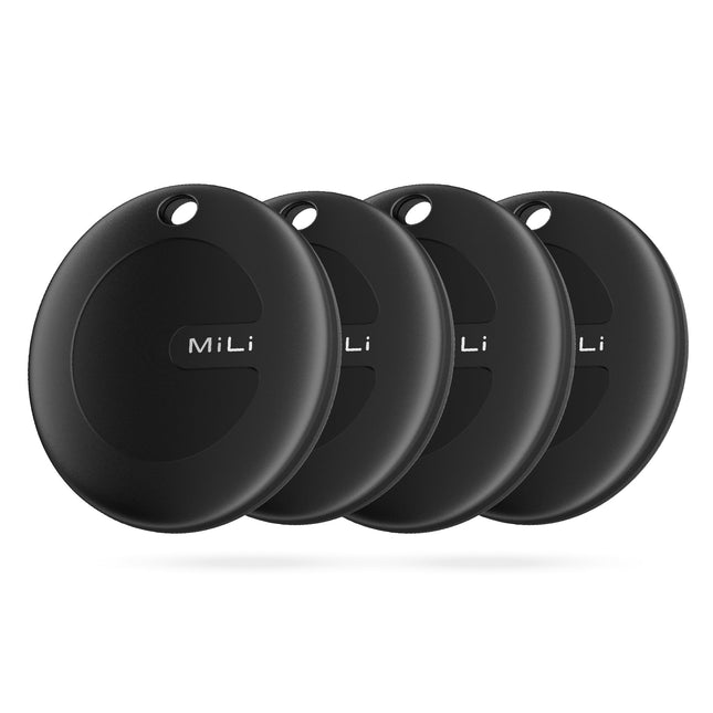 MiLi MiTag Androidi nutikas silt, võtmeleidja, mis ühildub Google Find My Device rakendusega (ainult Android), Bluetooth-võtmeleidja pagasi/kottide/kohvrite/rahakottide jaoks, must - 4 tk
