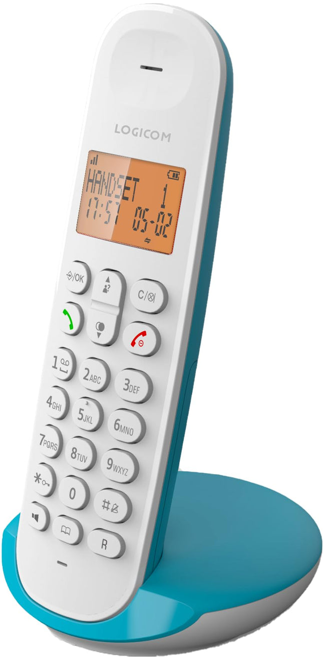 Logicom ILOA 150 juhtmeta lauatelefon ilma automaatvastajata – Solo – analoog- ja DECT-telefonid – türkiissinine