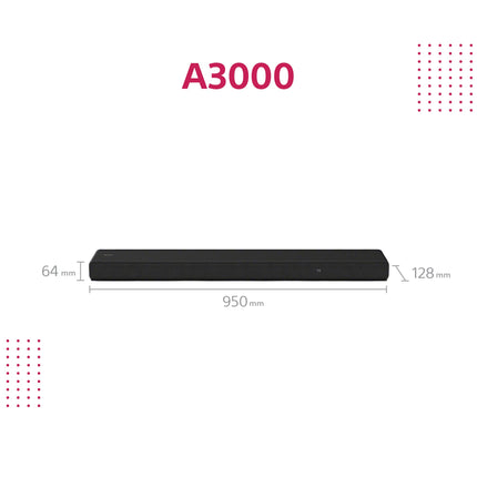 Sony HT-A3000 3.1 ch Dolby Atmos Soundbar for TV, with built-in subwoofer, 360 spatial sound mapping, works with Alexa and Google Assistant