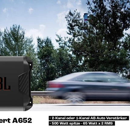 JBL Concert A652 2-kanaliga AB-klassi autovõimendi - autovõimendi 2 x 65 W RMS-iga - 2 või 1 kanaliga: 500 W tippvõimsus 2 autokõlari või 1 subwooferi jaoks 170 W RMS-iga
