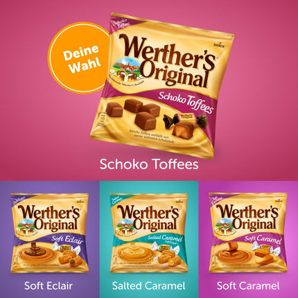 Werther's Original Chocolate Toffees – 15 x 180g – Caramel toffees covered with milk chocolate (30 percent)