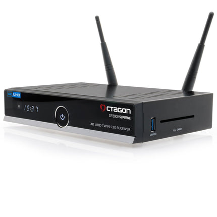 Octagon SF8008 V3 (Version 3) UHD 4K Supreme Twin Sat Receiver, 2x DVB-S2X tuner, E2 Linux &amp; Define OS, with recording function, M.2 M Key, Gigabit LAN, card reader, Sat to IP, multistream, WiFi WLAN