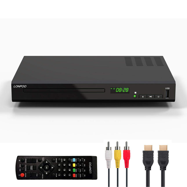 HD Blu-ray mängija, kompaktne Blu-ray mängija HDMI 1080P DVD-mängija HDMI-väljundi/AV-väljundi/koaksiaalväljundiga, USB-sisendiga, toetab kõiki DVD-sid ja B-regiooni / 2 Blu-ray plaate