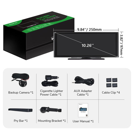 Eonon 10,26-tolline IPS-i reguleeritav traadita Carplay Android Auto autoraadio reguleeritava ekraaniga 4K esikaamera 1080P tagakaamera silmussalvestus AUX-väljund Bluetooth 64G SD-kaart P4