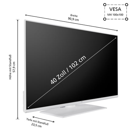 JVC 40-tolline TiVo LT-40VF5355W nutiteler - Full HD-teler, HDR-teler kolmekordse tuuneriga ja 6-kuulise HD+ garantiiga, valge LED-teler
