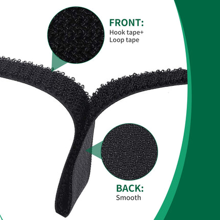 Reusable cable ties with 25 buckles, black, 5 m x 2 cm, black, adjustable fastening, cable ties, hook and loop fastener for cable management, cable management