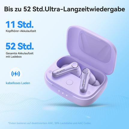 EarFun Air Pro 4 Bluetooth-kõrvaklapid adaptiivse hübriidmüra summutusega, aptX Lossless tehnoloogia, kõrglahutusega heli, LDAC, 6 mikrofoni, cVc 8.0 tehisintellektiga kõned, 52-tunnine aku tööiga, Multipoint, Bluetooth 5.4 ja kõrvasisese tuvastus.