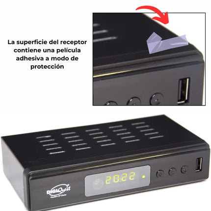 Digiquest kahe tuuneriga vastuvõtja DVB-T2 HEVC H.265 kiibistik, kahekordne maapealne tuuner, Full HD FTA, USB, HDMI, SCART, Ethernet LAN RJ-45, programmeeritav kaugjuhtimispult, must, metall