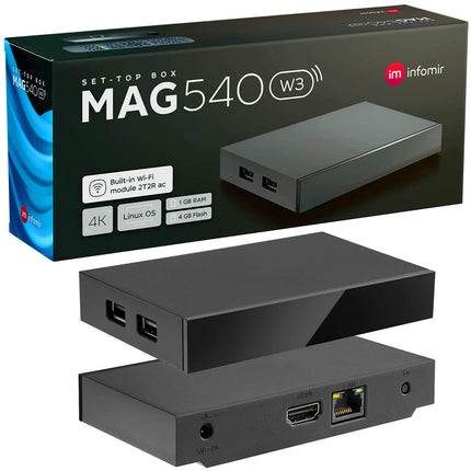 MAG 540w3 originaal Infomir &amp; hb-digital 4K digiboks multimeediapleier interneti-TV vastuvõtja UHD 60FPS 2160p@60 FPS HDMI 2.1 4K ja HEVC tugi USB3.0 ARM Cortex-A35 + HDMI kaabel
