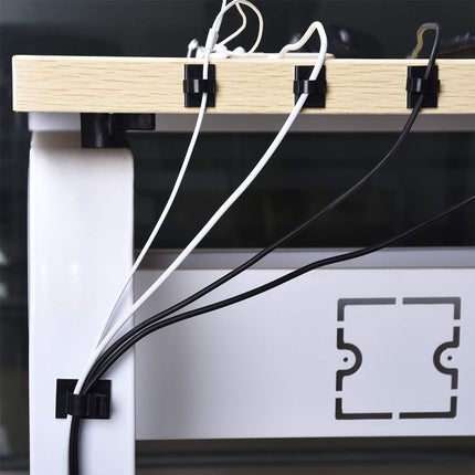Pack of 50 cable clips, cable holders with adhesive, self-adhesive cable clamps for desk power cables, USB charging cables, chargers and audio cables, cable management
