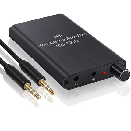 eSynic HiFi kõrvaklapivõimendi 16-300Ω koos HiFi võimenduslülitiga võimendiga 1000mAh laetavatele kõrvaklappidele, audiokaabli ja 1,2m USB-kaabliga nutitelefonidele, sülearvutitele, MP3-CD-mängijatele